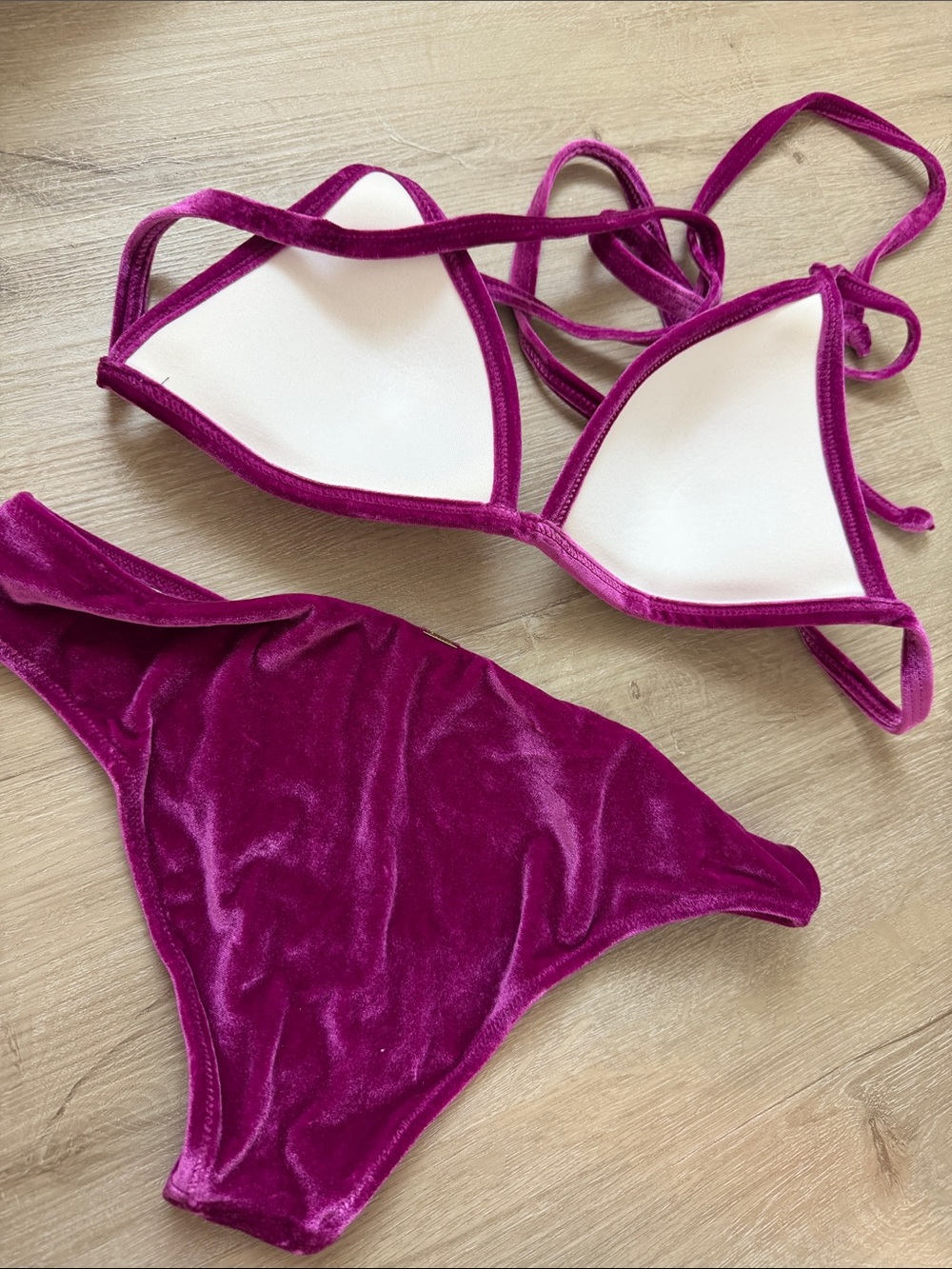 PINK Victoria's Secret Velvet Triangle Bikini in Fuchsia - Picture 2 of 2